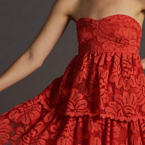 Maeve Anthropologie Strapless Lace Mini Dress, Size L, NWT - Picture 3 of 13